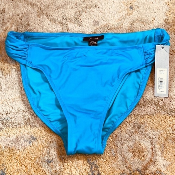 ⭐️NWT,Apt.9, Turquoise Bikini Bottom, Ruched Sides, Size 10 - Picture 1 of 8